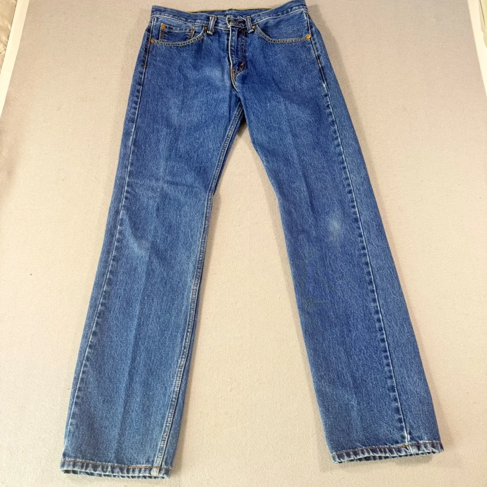 Levis 505 Regular Fit Straight Leg Jeans Mens 31x34 Blue Medium Wash Denim